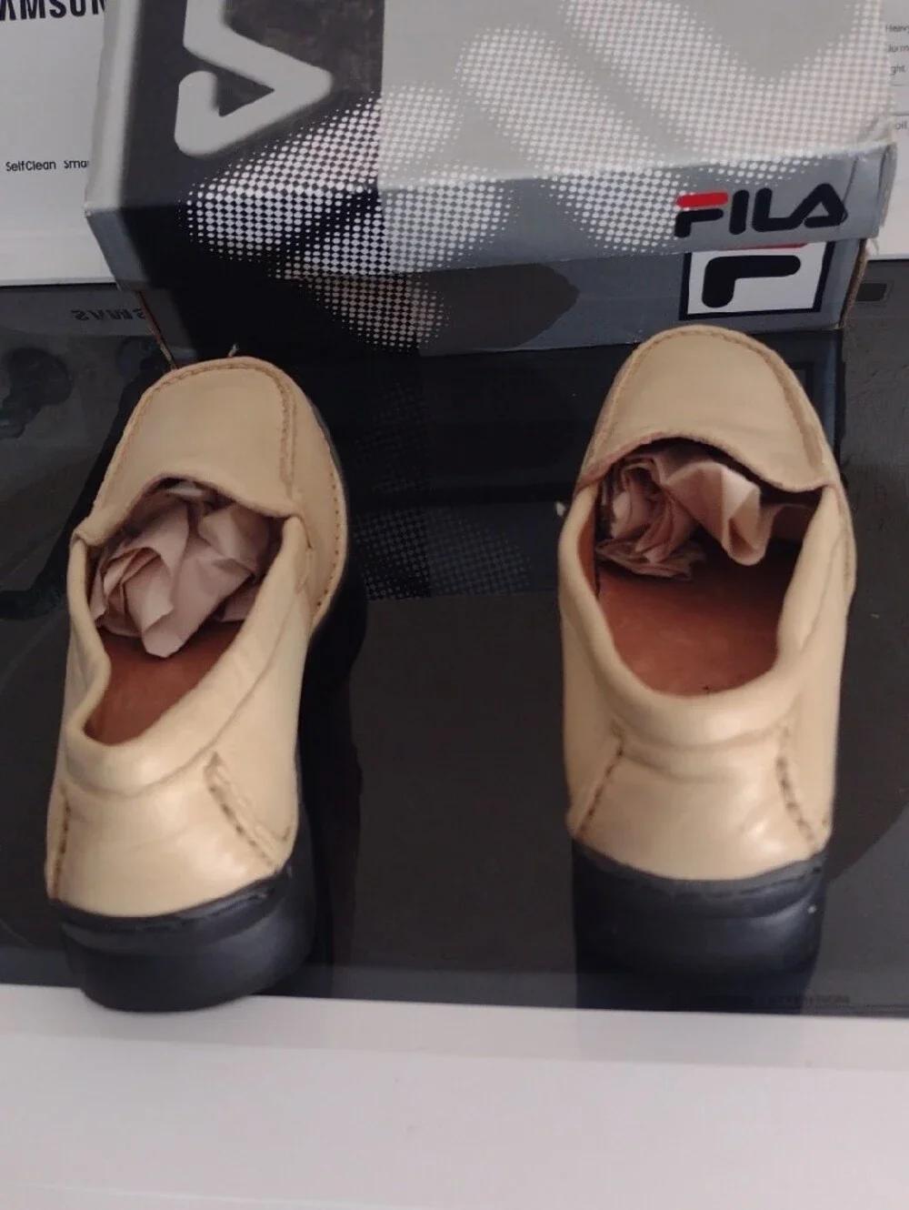 Fila Men's Tan Slip-On Leather Loafers
